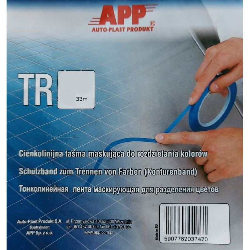 APP MASKING TAPE 3 mm*33mb (blue) for curves and bends