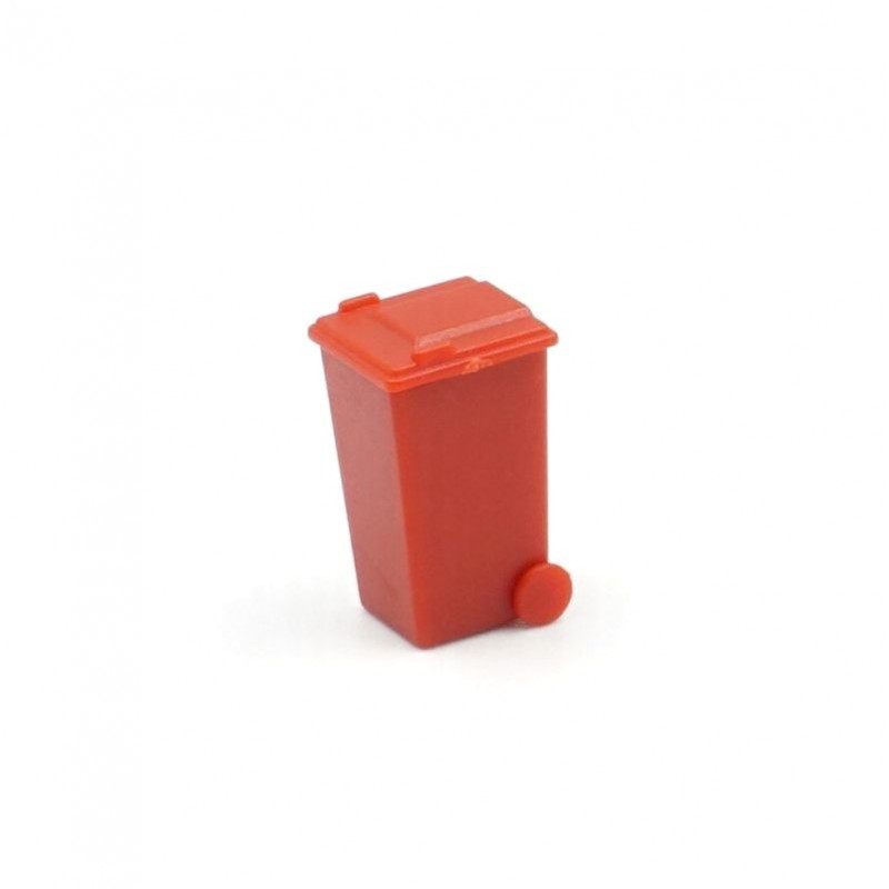 RS garbage can / trash can red H0 / 1:87 (0728)