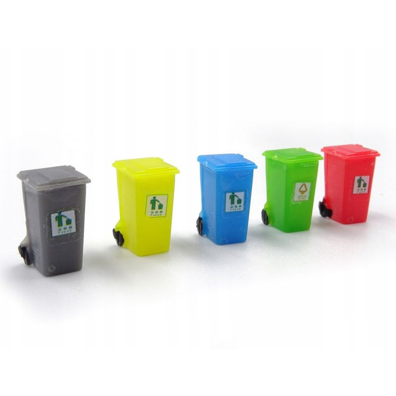RS garbage can / Bin set H0 / 1:87 / 5 colors (0717)