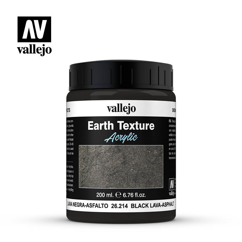 VALLEJO 26214 BLACK LAVA - ASPHALT EARTH TEXTURE 200 ml