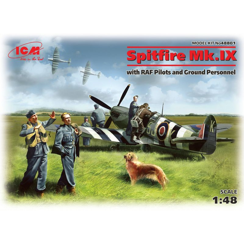 ICM 1/48 SPITFIRE MK.IX WITH RAF PILOTS  & GROUND PERSONEL (48801)