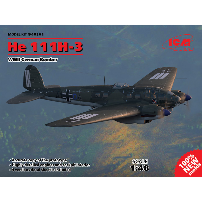 ICM 1/48 HEINKEL HE-111 H-3 WWII German  Bomber (48261)