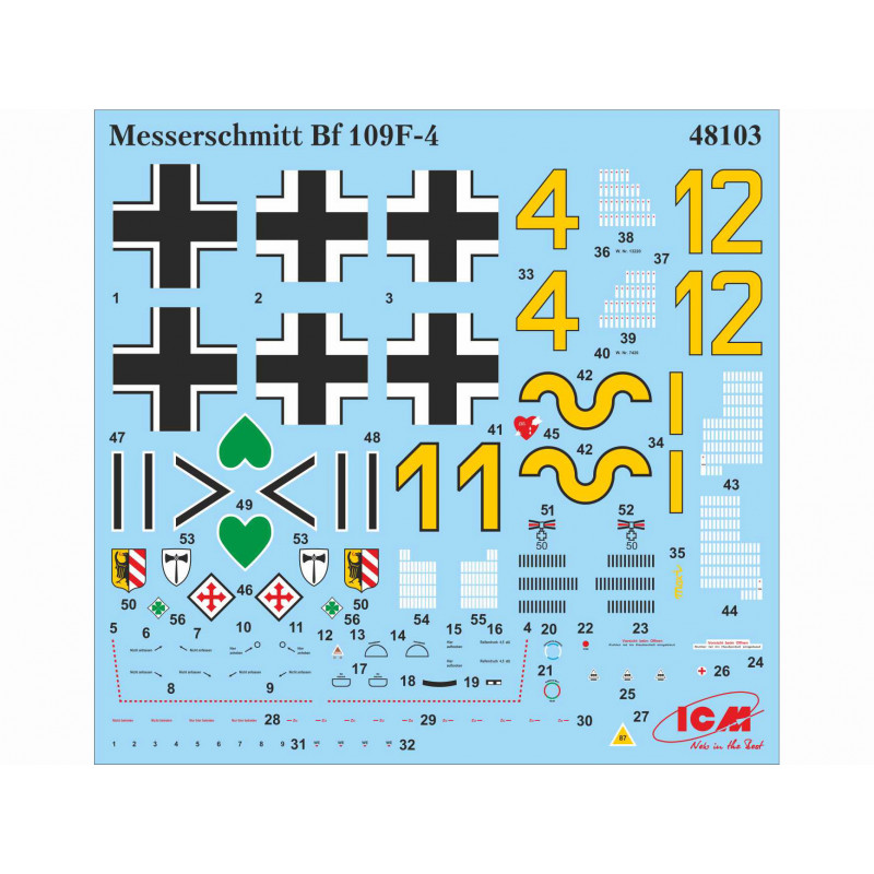 ICM 1/48 MESSERSCHMITT Bf 109F-4 GERMAN  FIGHTER (48103)