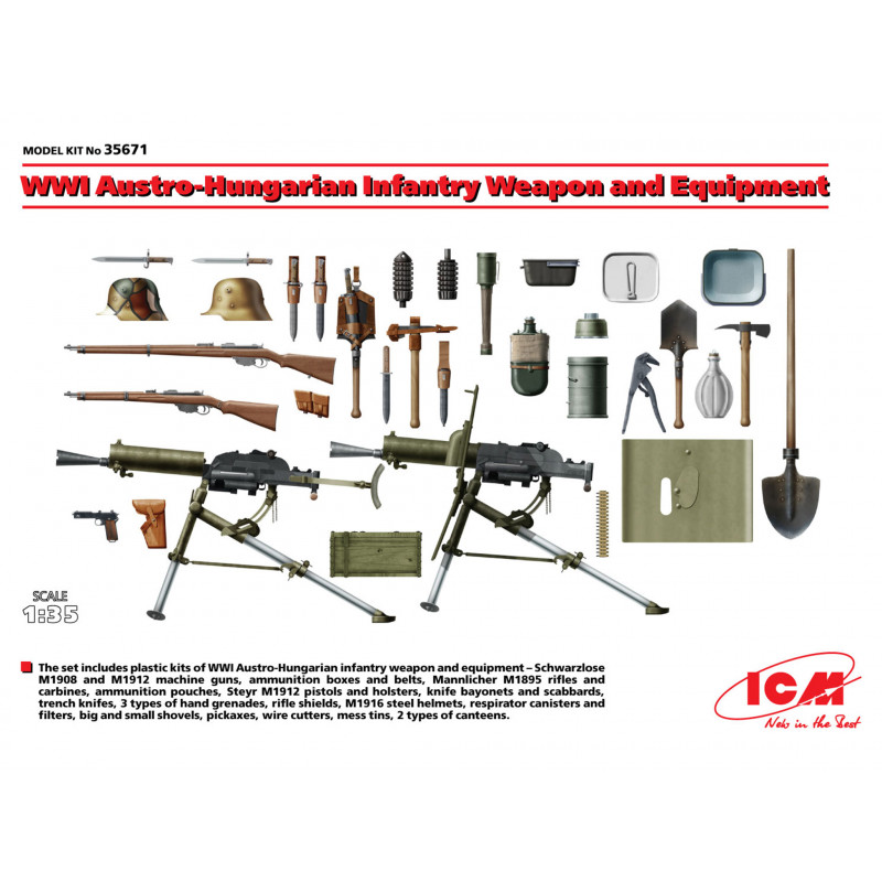 ICM 1/35 WWI AUSTRO-HUNGARIAN INFANTRY WEAPON AND EQUIPMENT (35671)