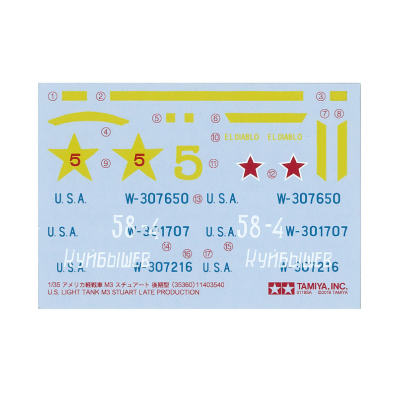 TAMIYA 1/35 U.S. LIGHT TANK M3 STUART LATE (35360)