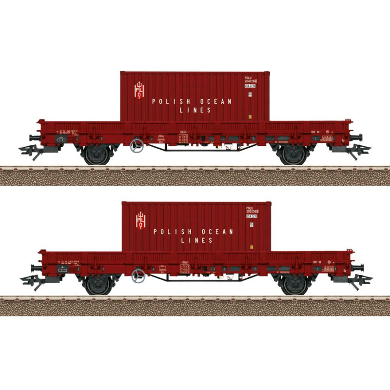 TRIX 24555 WAGONS WITH CONTAINERS PLO PKP ep.IV ( 2 pieces )