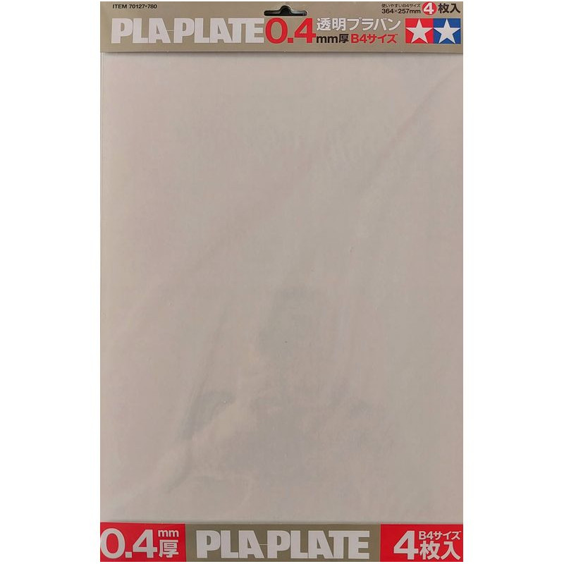 TAMIYA CLEAR PLA-PLATE ZESTAW ARKUSZY POLISTYRENU B4 0,4mm (70127)