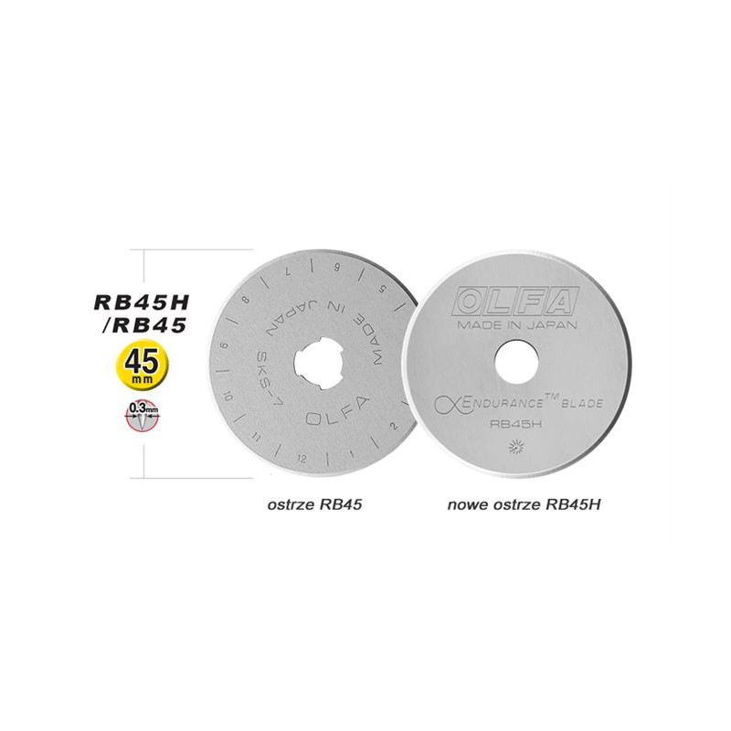 OLFA Knife Blades RTY-2/G / RTY-2/DX / RTY-2/NS Circular 45 mm (RB45H-1)