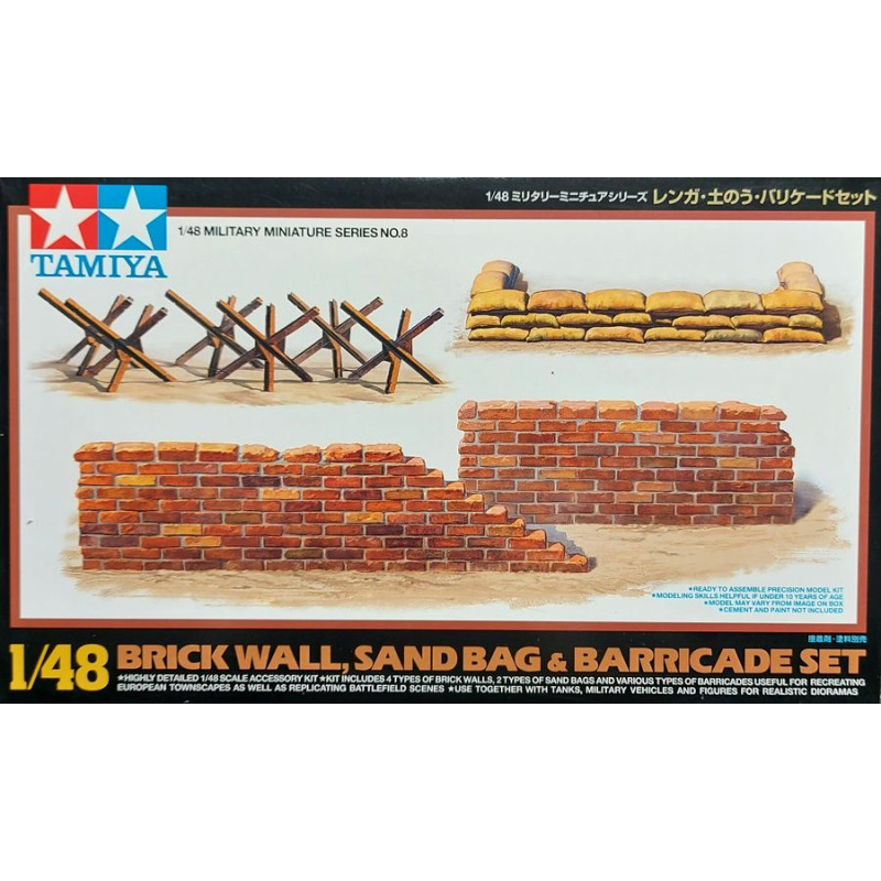 TAMIYA 1/48 BRICK WALL SAND BAG & BARRICADE SET (32508)