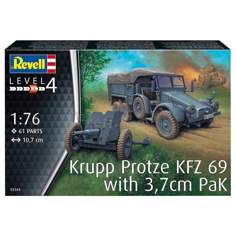 REVELL 1/76 KRUPP PROTZE KFZ 69 WITH 3,7 (03344)