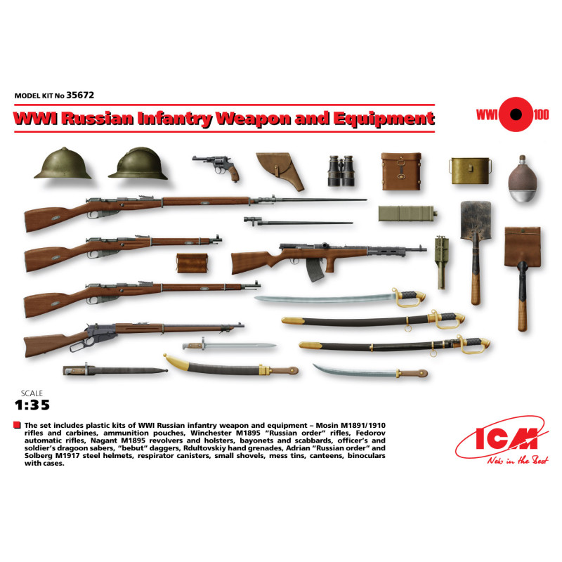 ICM 1/35 WWI RUSSIAN INFANTRY WEAPON and EQUIPMENT (35672)