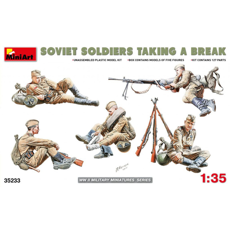 MINI ART 1/35 SOVIET SOLDIERS TAKING A   BREAK WW II (35233)