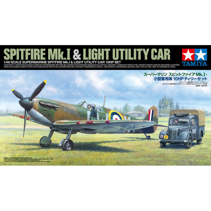 TAMIYA 1/48 SUPERMARINE SPITFIRE Mk.I & LIGHT UTILITY CAR 10HP (25211)