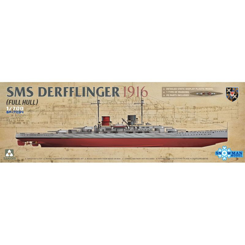 TAKOM 1/700 SMS DERFFINGER 1916 PLNÝ TRUP (7034)