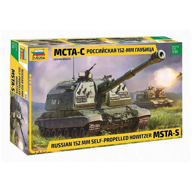 ZVEZDA 1/35 MSTA-S RUSKÝ SAMOPAL 152mm ARTILLER GUN (3630)