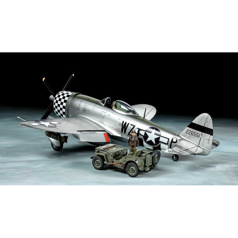 TAMIYA 1/48 P-47D THUNDERBOLT BUBBLETOP A 1/4 TUNOVÉ LEHKÉ VOZIDLO 4X4 (25214)