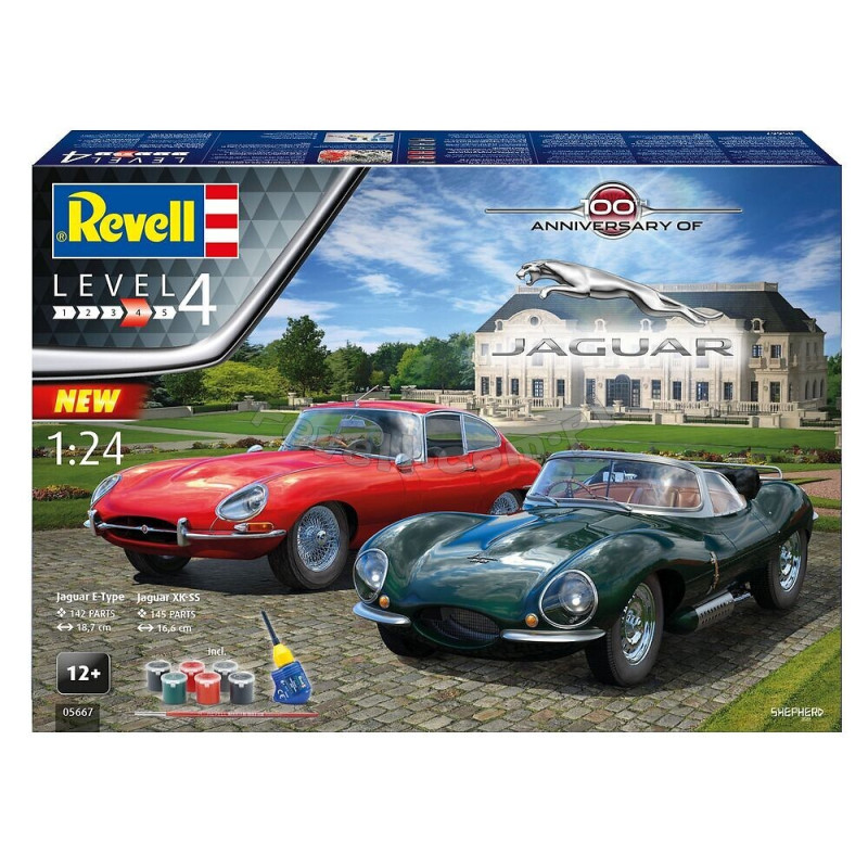 REVELL 1/24 JAGUAR 100th ANNIVERSARY & E-TYPE KIT (05667) SET