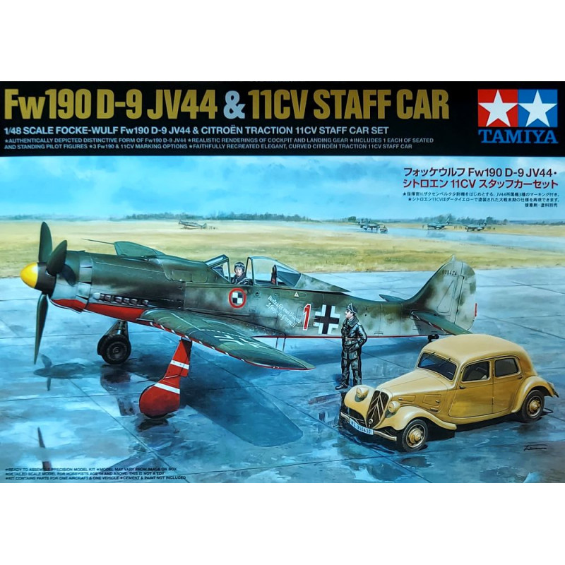 TAMIYA 1/48 FOCKE-WULF Fw 190 D-9 JV44   + CITROEN TRACTION 11CV STAFF CAR (25213)