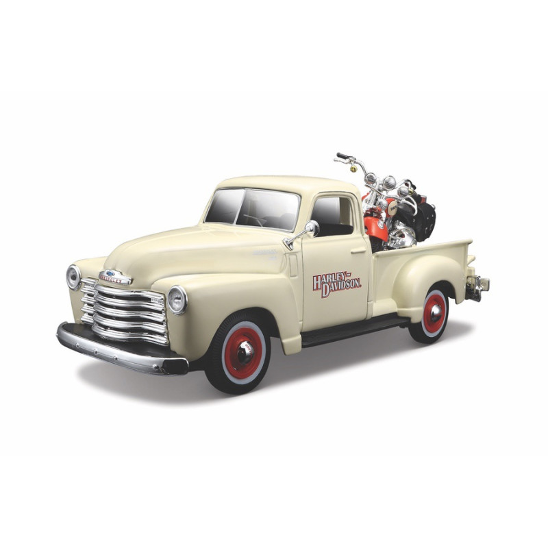 MAISTO 1/24 CHEVROLET 3100 PICKUP +      HARLEY DAVIDSON FLSTS