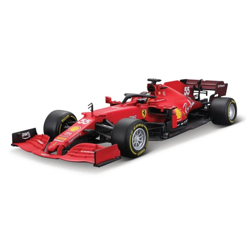 Bburago 1/18 FERRARI RACING SF21 (WITH   HELMET) - 2021 SEASON CAR 55 CARLOS SAIZ (18-16809)