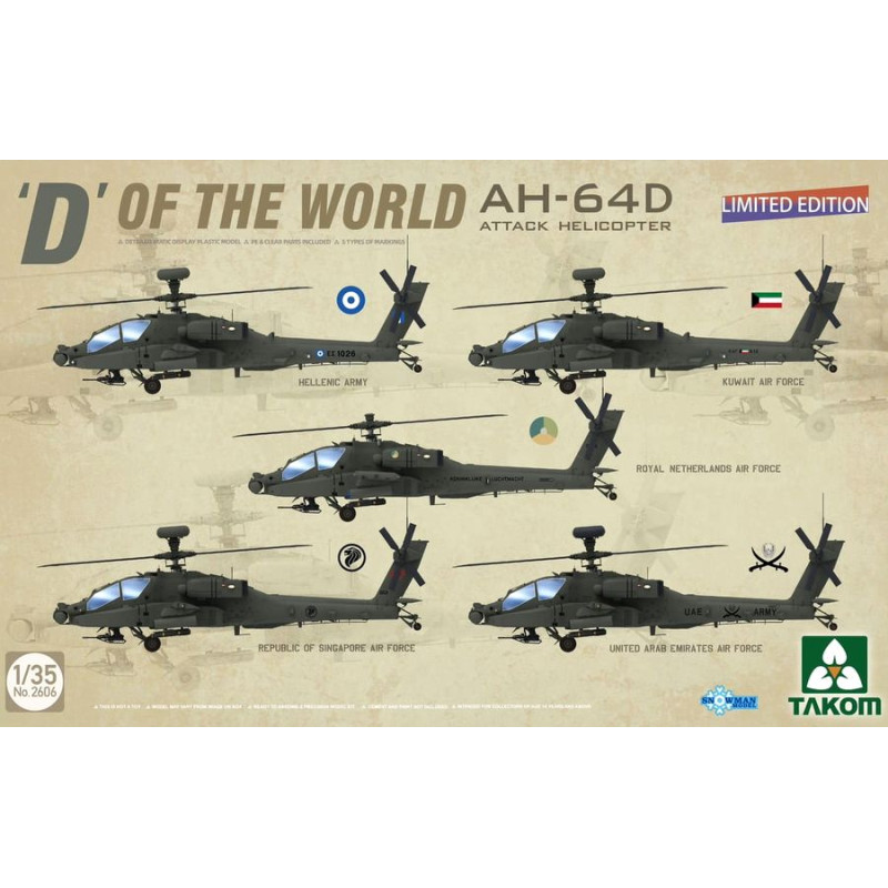 TAKOM 1/35 AH-64D "D" OF THE WORLD       ATTACK HELICOPTER (2606) LIMITED EDITION