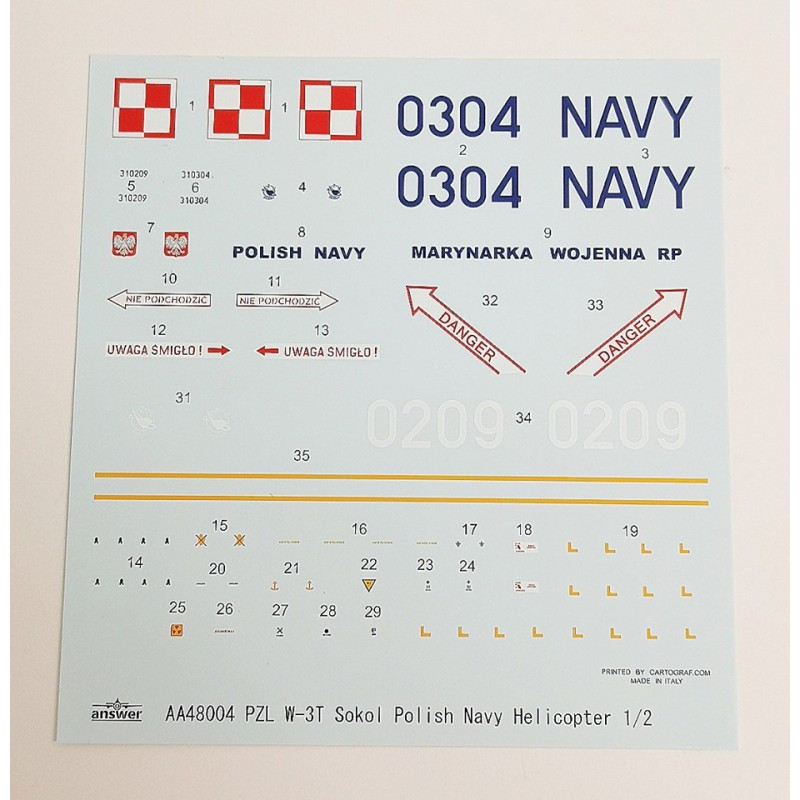 ANSWER 1/48 PZL W-3T SOKÓŁ POLISH NAVY   TRANSPORT HELICOPTER (48004)