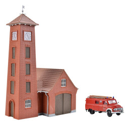 KIBRI 39210 H0 REMIZA STRAŻACKA + FORD   FK 25 - zestaw