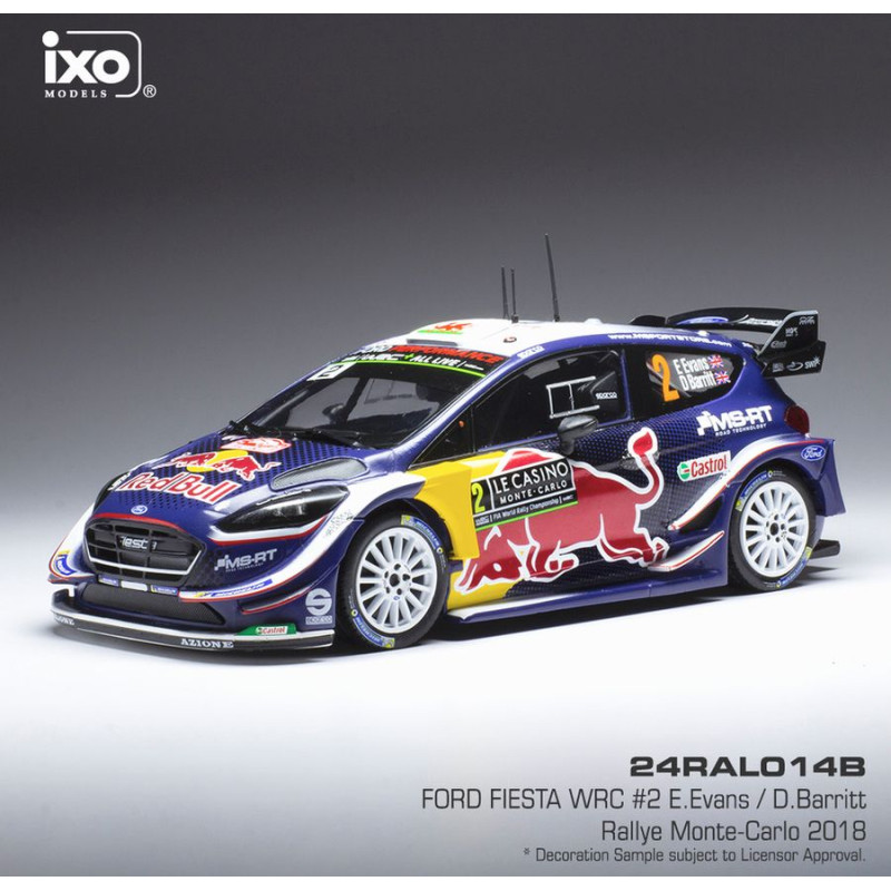 IXO 1/24 FORD FIESTA WRC č. 2 (014B) E.Evans / D.Barritt 2018 RALLYE WM / MONTE CARLO