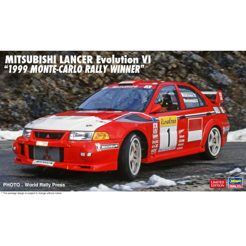 HASEGAWA 1/24 MITSUBISHI LANCER          EVOLUTION VI "1999 MONTE-CARLO WINNER" (20666)