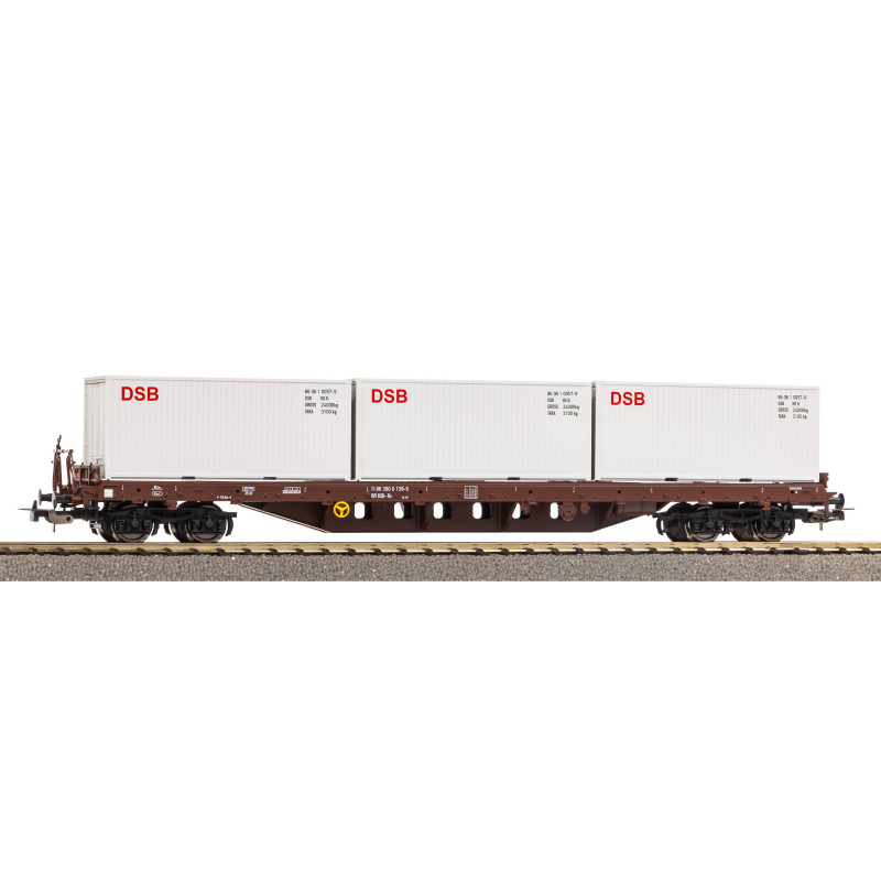 PIKO 24527 CONTAINER WAGON TYPE Rs DSB IV WITH THREE CONTAINERS 20 FT DSBs