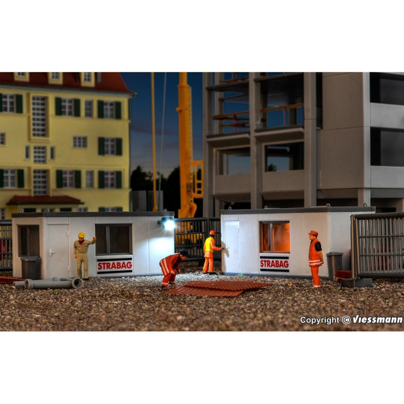 KIBRI 38626 H0 STRABAG OFFICE CONTAINERS with LED lighting