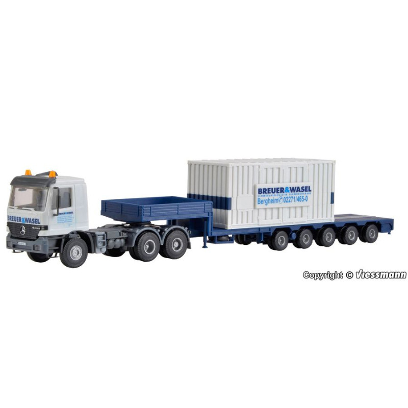 KIBRI 13057 H0 MERCEDES ACTROS Z NACZEPĄ + ELEMENTY DŹWIGU