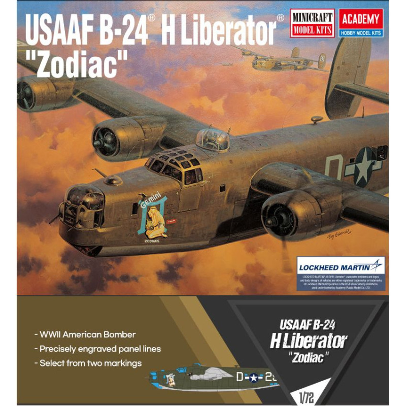 ACADEMY 1/72 USAAF B-24 H Liberator      Zodiac (12584)