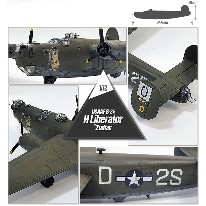 ACADEMY 1/72 USAAF B-24 H Liberator      Zodiac (12584)