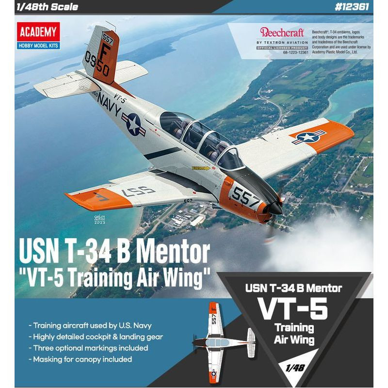 ACADEMY 1/48 USN Beechcraft T-34B Mentor VT-5 (12361)