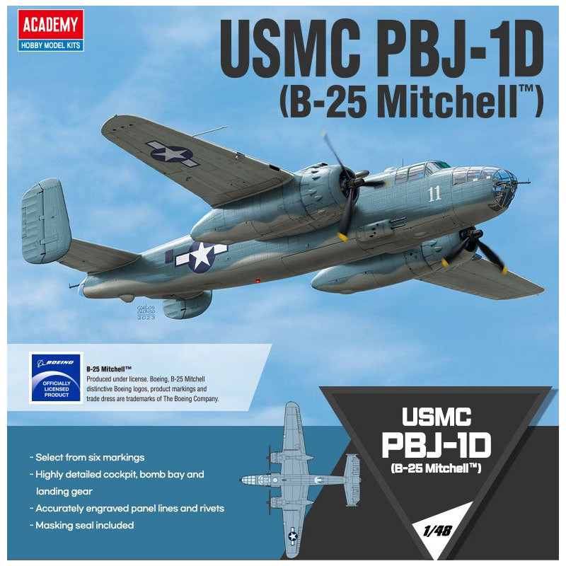 ACADEMY 1/48 USMC NORTH AMERICAN PBJ-1D  (B-25 MITCHELL) (12334)