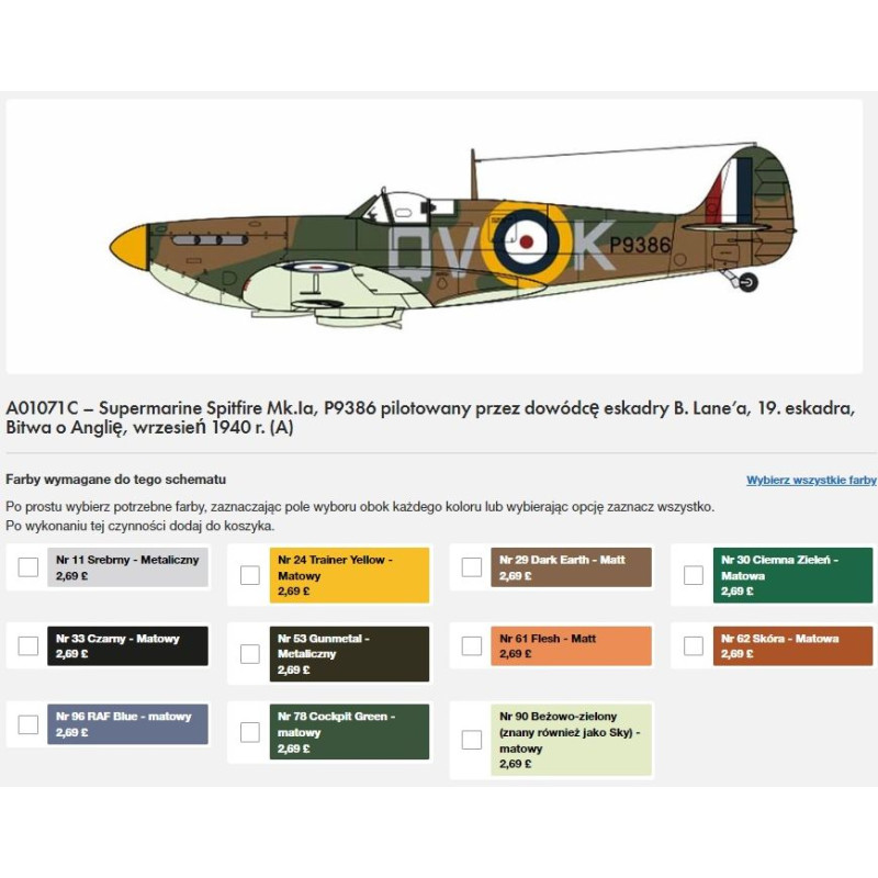 AIRFIX 1/72 SUPERMARINE SPITFIRE Mk.Ia   - BATTLE OF BRITAIN (01071C)
