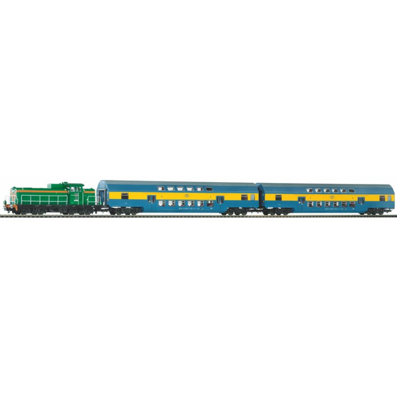 PIKO 97934 STARTER SET WITH SM42 LOCOMOTIVE AND PKP VI DOUBLE-DECKER CARS