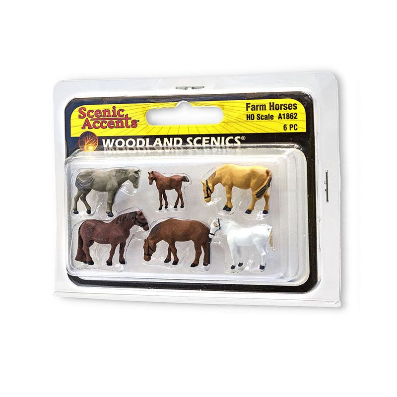 WOODLAND A1862 H0 FIGURES - FARM HORSES