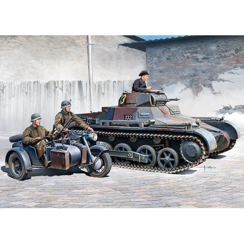 ACADEMY 1/35 GERMAN PANZER & MOTORCYCLE (13556)