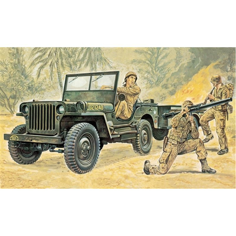 ITALERI 1/35 WILLYS MB JEEP S PŘÍVĚSEM (0314)