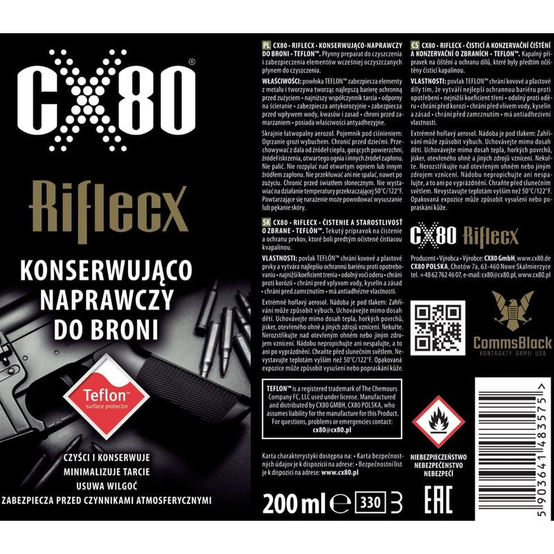 RifleCX CARE SPRAY - pro péči o zbraně 200 ml