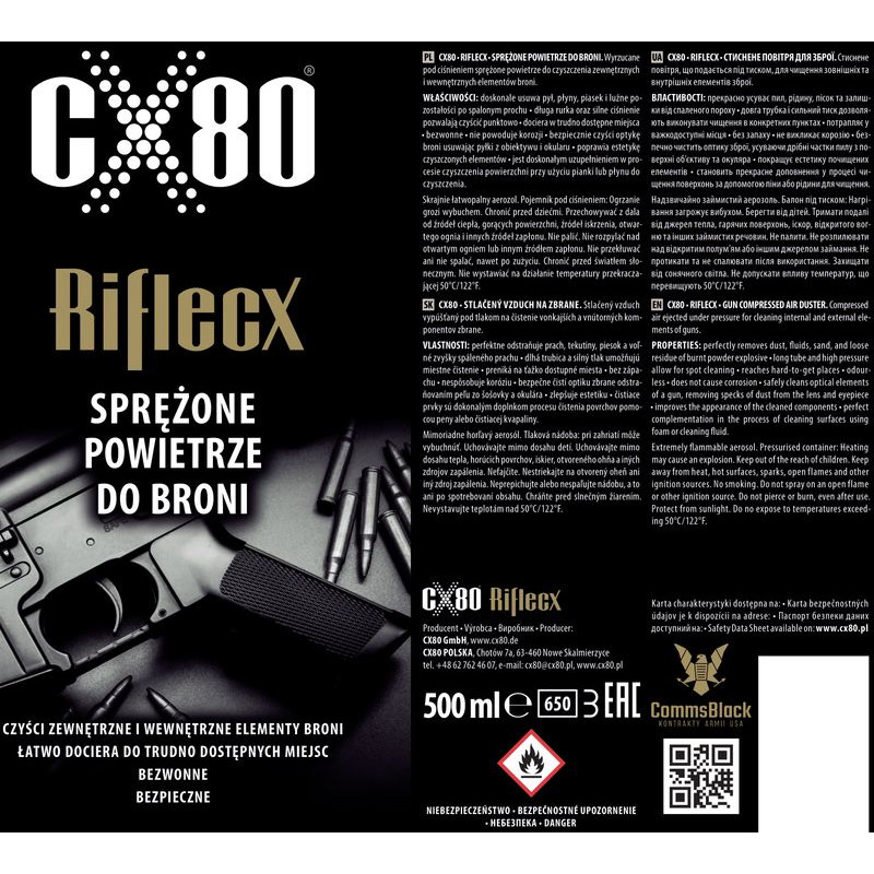 RifleCX COMPRESSED AIR - sprężone        powietrze 500 ml