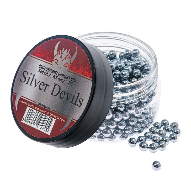 DEVILS 4.5 mm steel BB SILVER shot / 500 pieces (45500ZNBT)