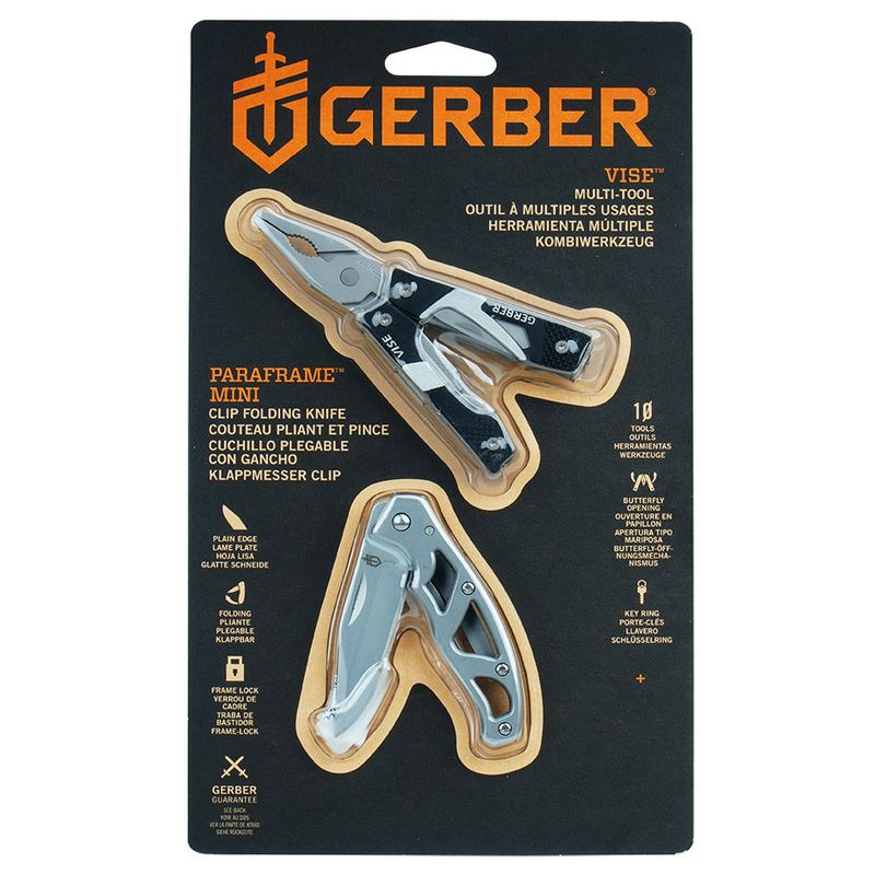 GERBER zestaw Multitool Vise + nóż       składany Mini Paraframe (003205)