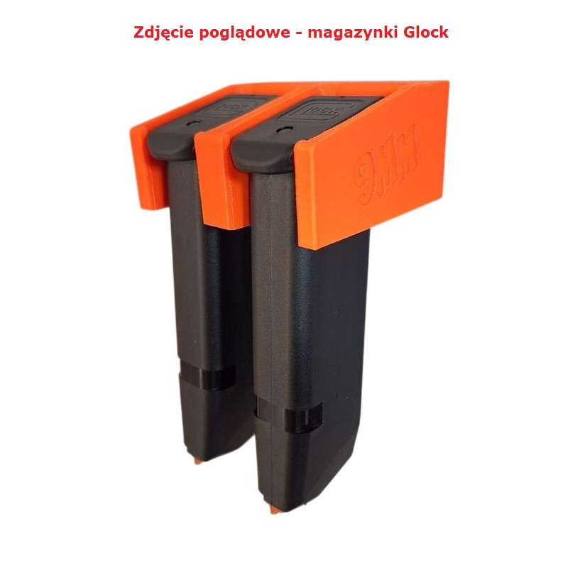 BULLETMAG UCHWYT NA MAGAZYNKI 9 mm / x2  / pomarańczowy / na magnes / wsuwane od przodu