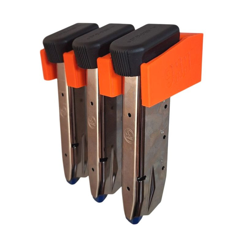 BULLETMAG MAGAZINE HOLDER 9 mm / x3 / orange / for magnet / inserted from the front