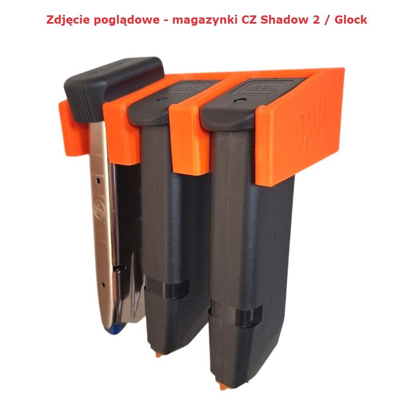 BULLETMAG Pouzdro na zásobník 9 mm / x3 / oranžové / magnet / vkládané zepředu