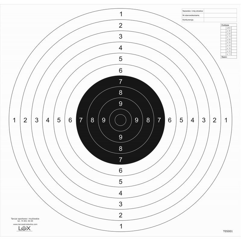 TARCZA STRZELECKA SPORTOWA 500x500 mm (  10 sztuk ) LUX