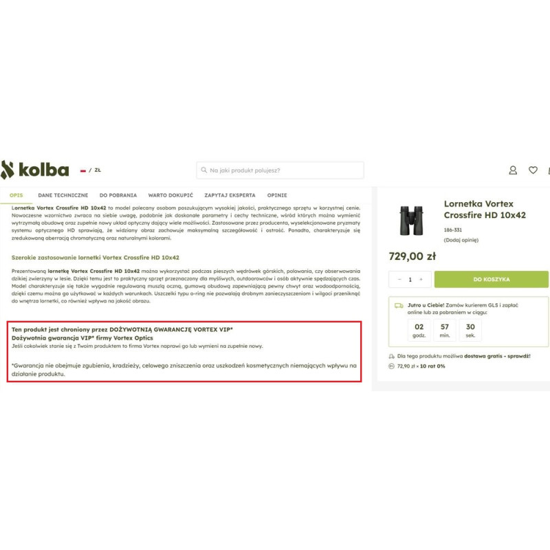 VORTEX Lornetka Crossfire HD 12x50       (CF4314)